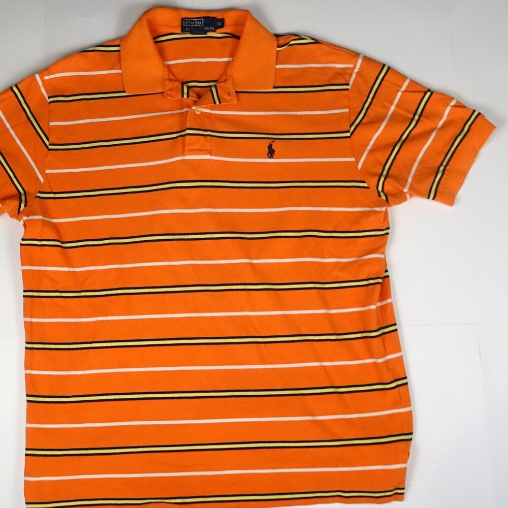 POLO Ralph Lauren Mens Shirt XL Orange Striped